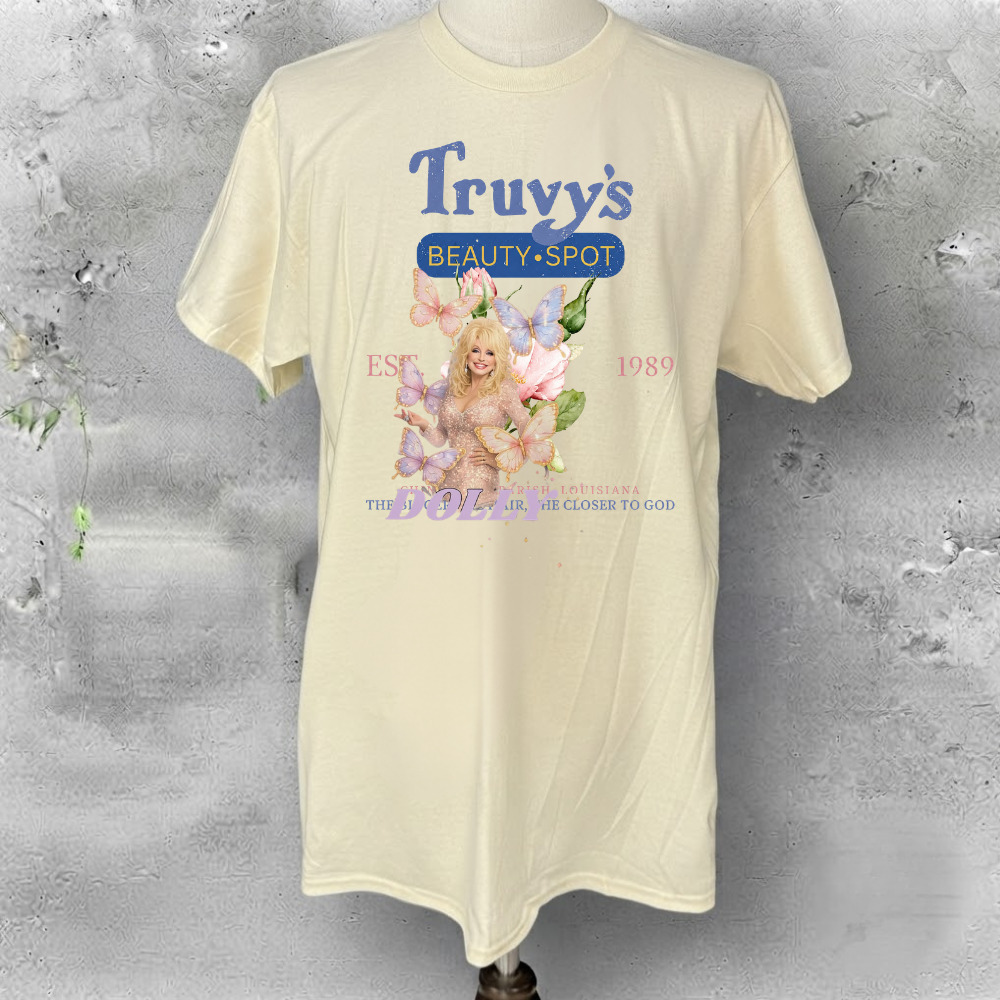 Truvy's Beauty Spot Steel Magnolias Dolly Parton Vintage Cream T-Shirt